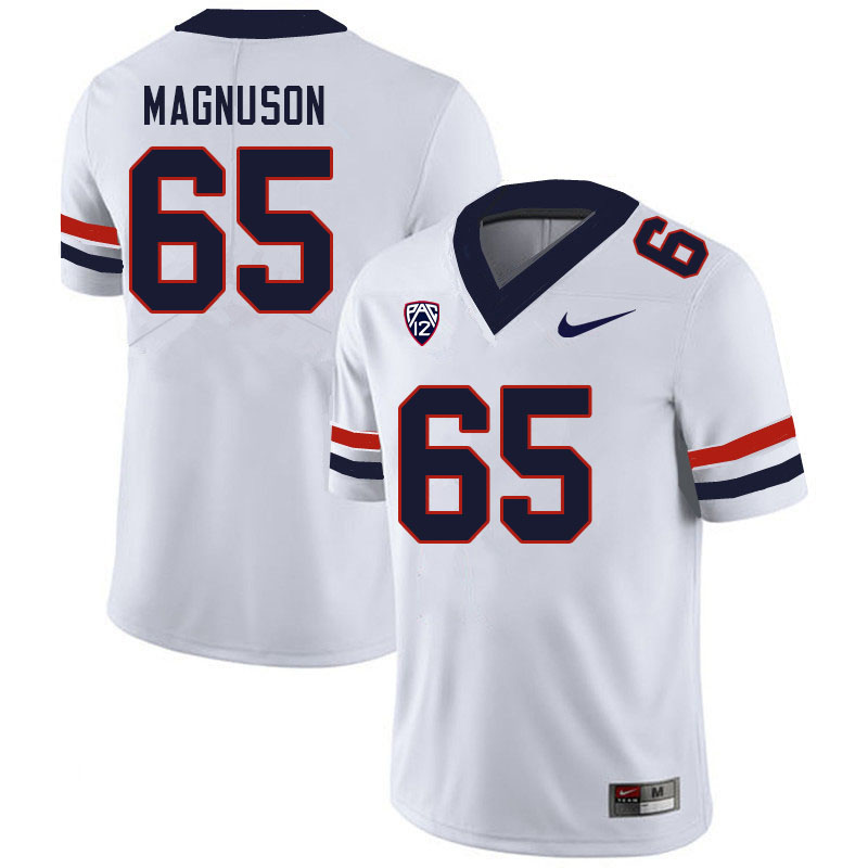 Men #65 Leif Magnuson Arizona Wildcats College Football Jerseys Sale-White